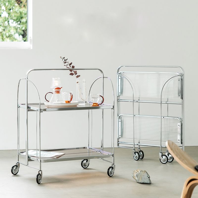 30.71" High Modern Prep Table Rolling Metal Prep Table for Dining Room