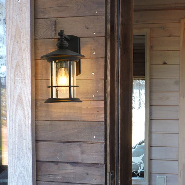 American Style Glass Wall Light Post-box Shape Wall Sconce for Outdoors
