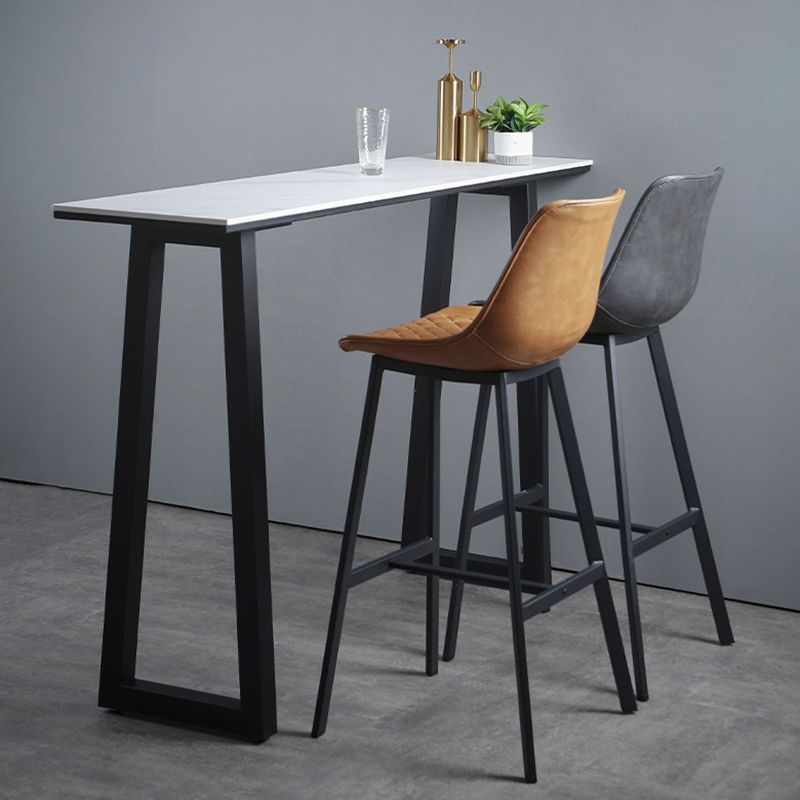 Rectangle Bar Table Sintered Stone Dining Table with Metal Base for Kitchen