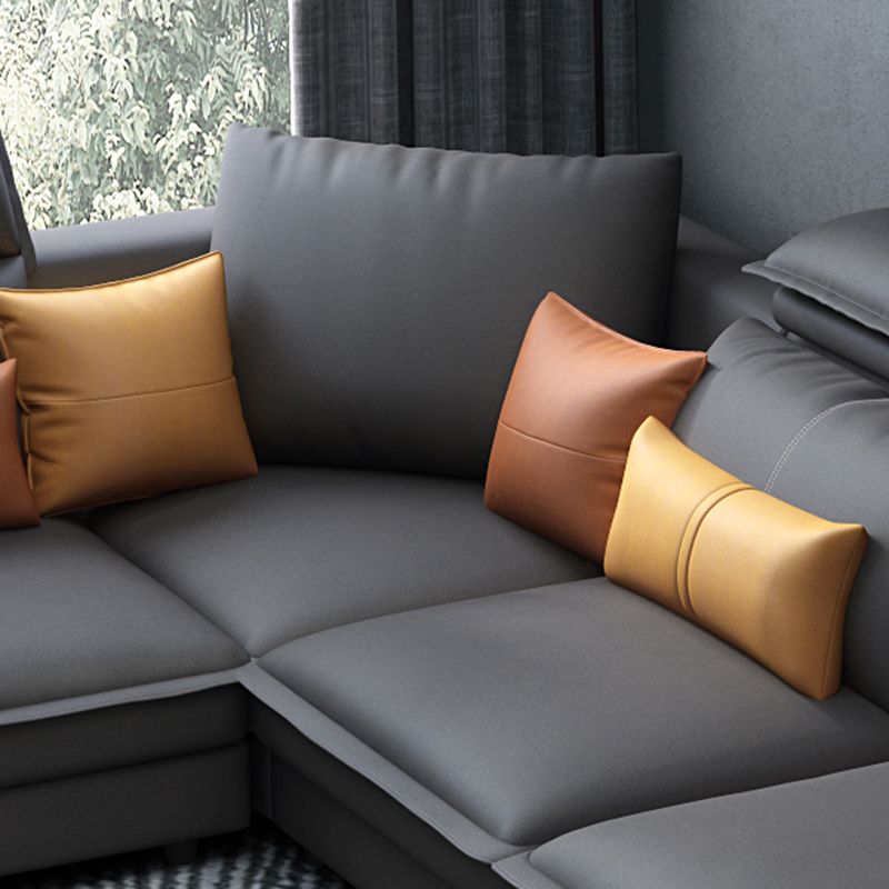 L-Shape Sofa Faux Leather High Back Square Arm Sectional with Stain-Resistant