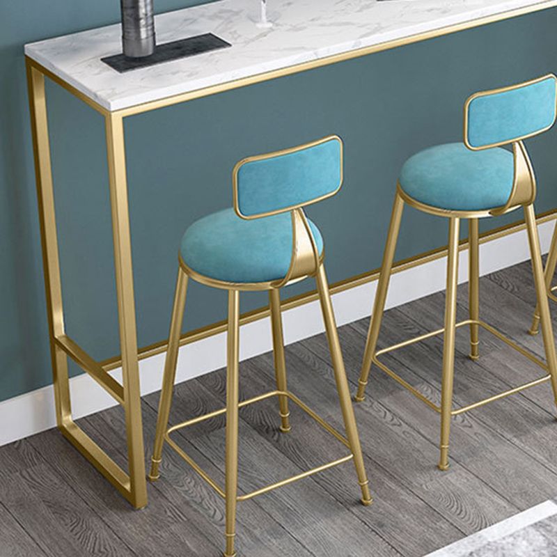 Modern Bar-height Table Faux Marble Top Pub Table with Gold Base