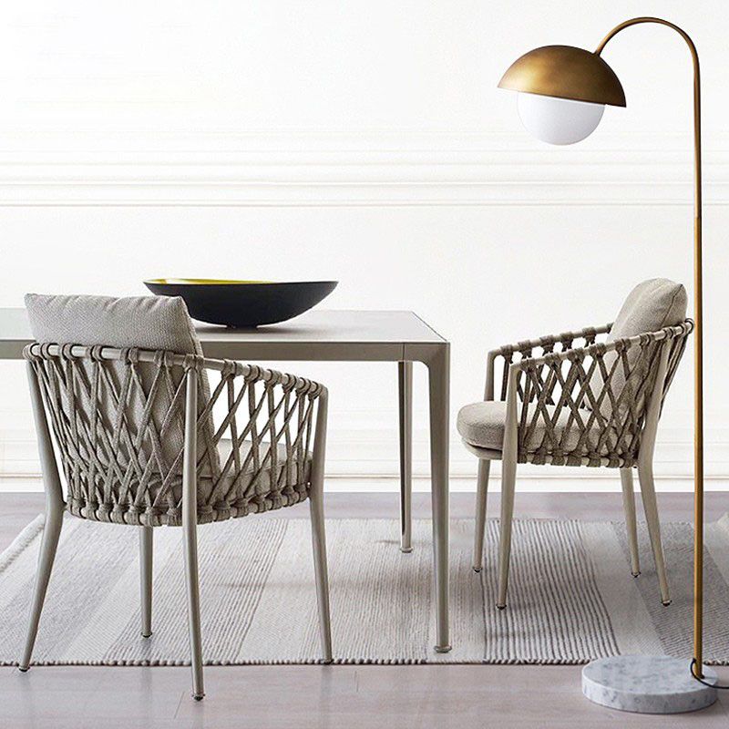 Boho Style Rectangular Dining Set Metal Base 1/3/5/7 Pieces Dining Set