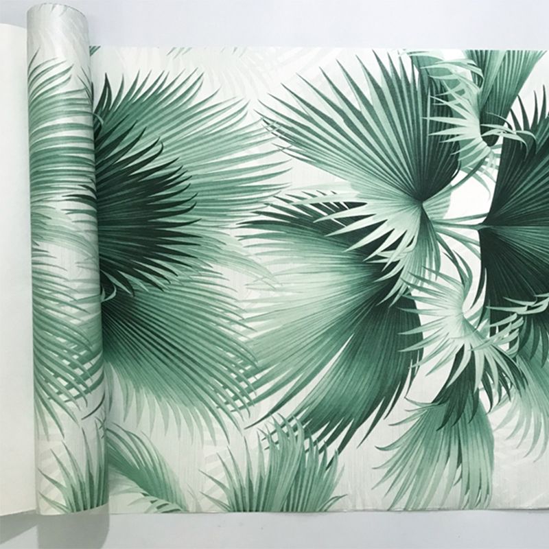 Tropical Palm Leaves Wallpaper Roll Pastel Color Moisture Resistant Wall Art for Home