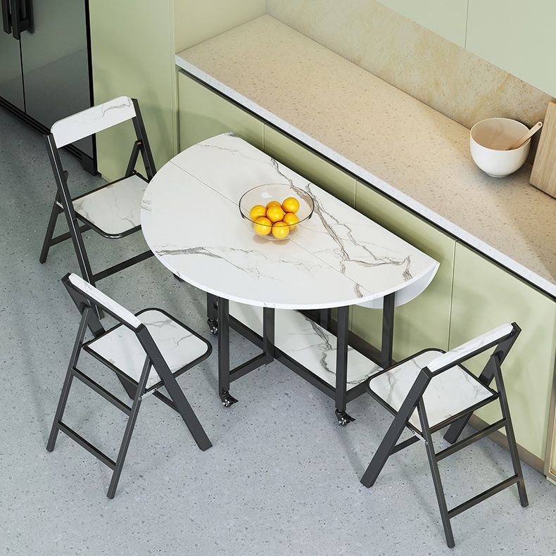 Folding Dining Table Faux Marble Dining Table with Black Frame