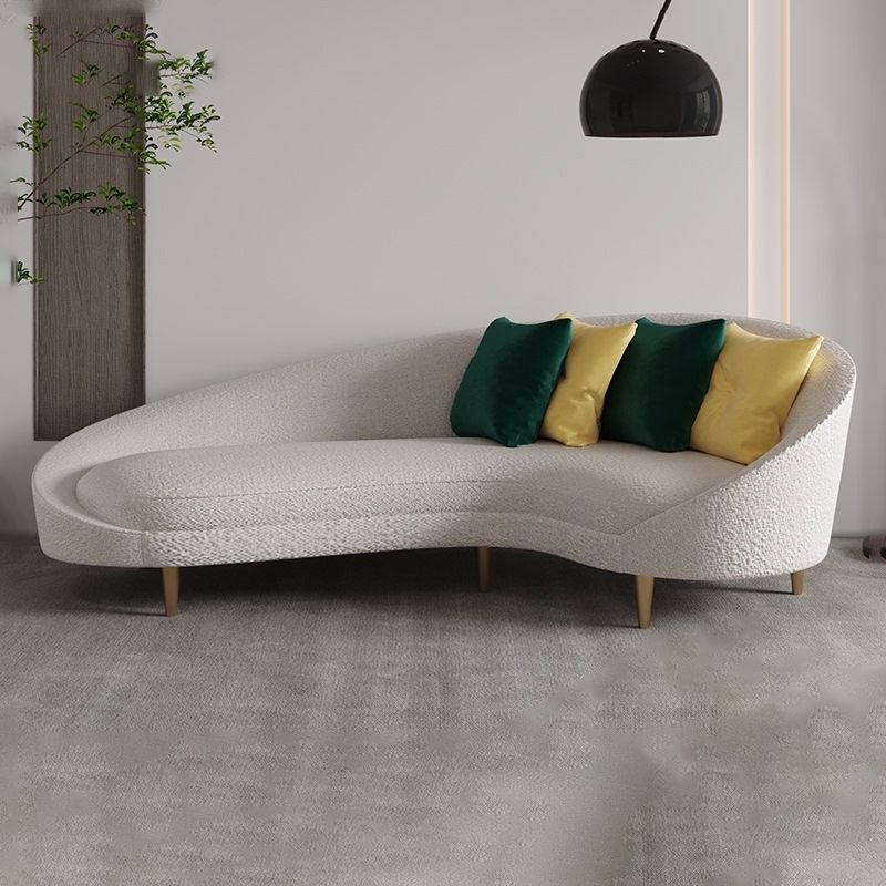 Fabric Curved Sofa Contemporary Sloped Arm Sofa with Four Pillows