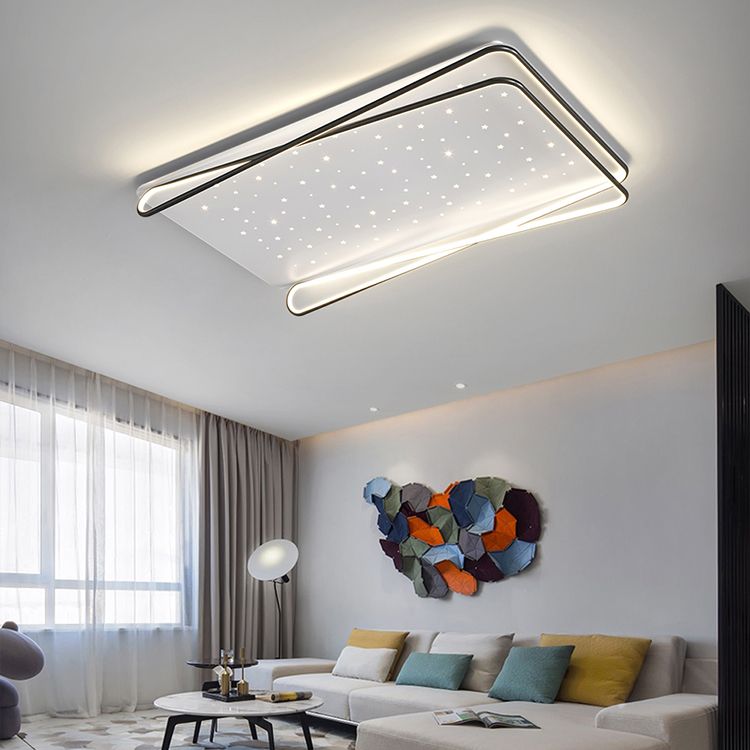 Geometry Shape LED Ceiling Lamp Modern Aluminum 2 Lights Flush Mount for Living Room