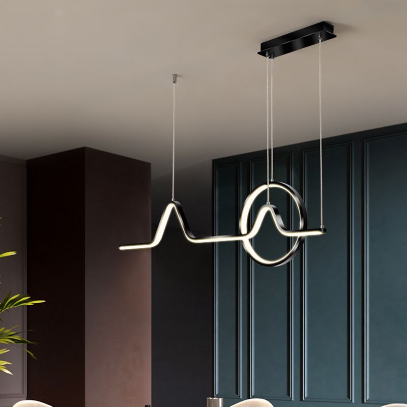 Curve Art Dining Room Hanging Lamp Aluminum Minimalism LED Island Lighting Fixture