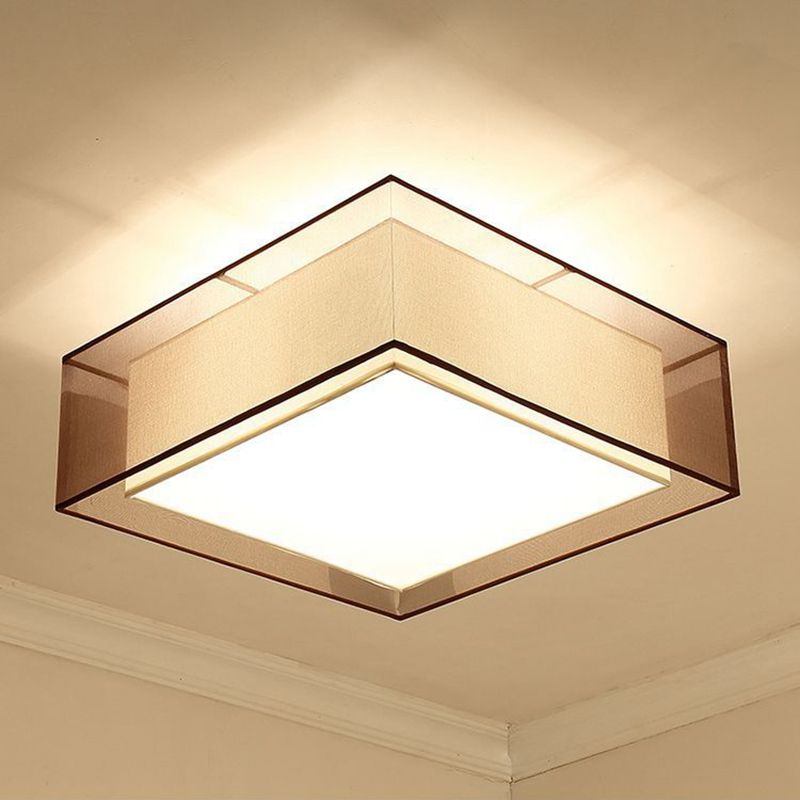 Lámpara de techo de montaje empotrado con sombra de café, dormitorio tradicional de tela cerca de la lámpara de techo