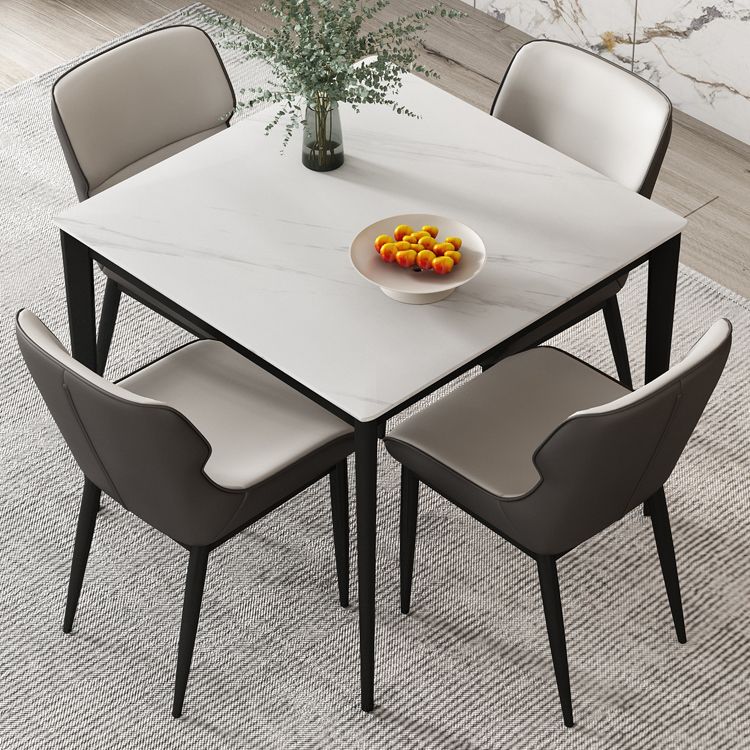Square 4 Legs Table Industrial Style Stone Dinette Table for Dining Room