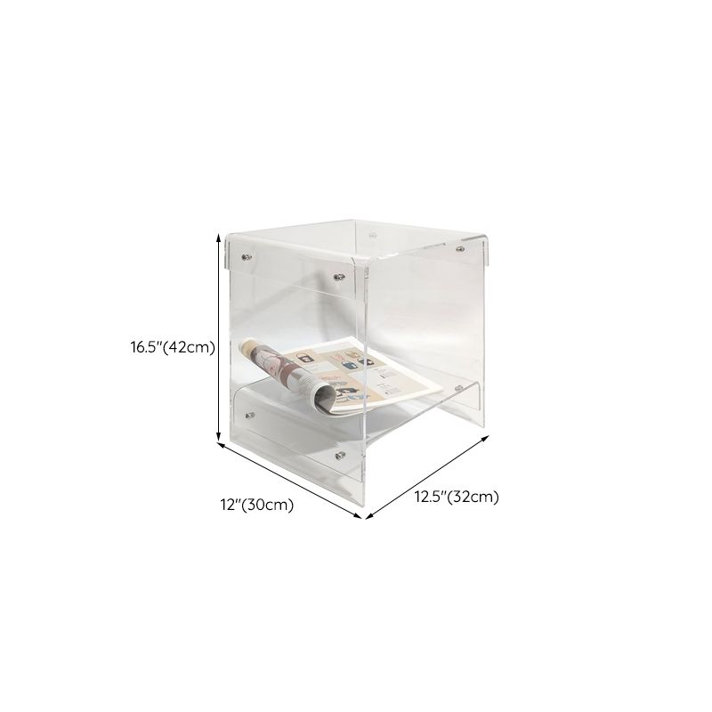 Plastic 2-Tier End Table Rectangular Corner Table for Living Room