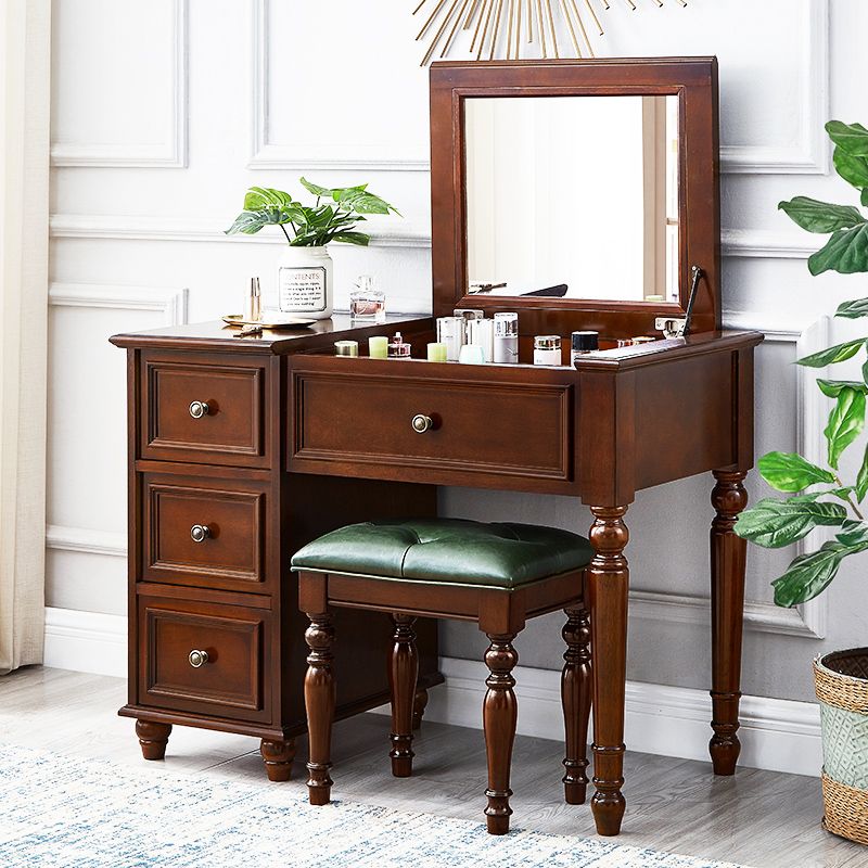 Traditional Solid Wood Makeup Vanity Desk Bedroom Vanity Dressing Table with Drawer