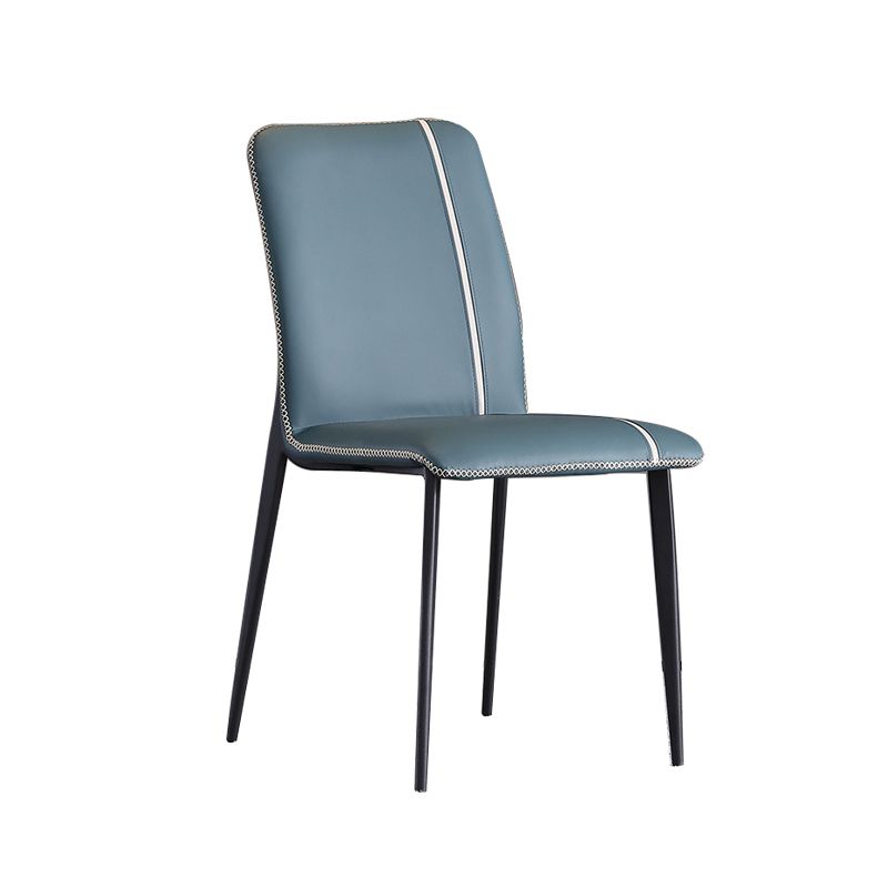 Industrial Armless Side Chairs Faux Leather Dining Chairs with Metal Legs