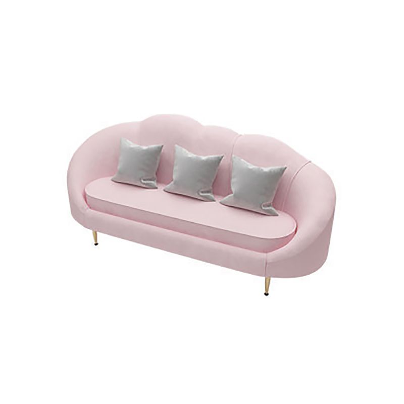 Velvet Curved Sofa Contemporary Sloped Arm Sofa for Living Room