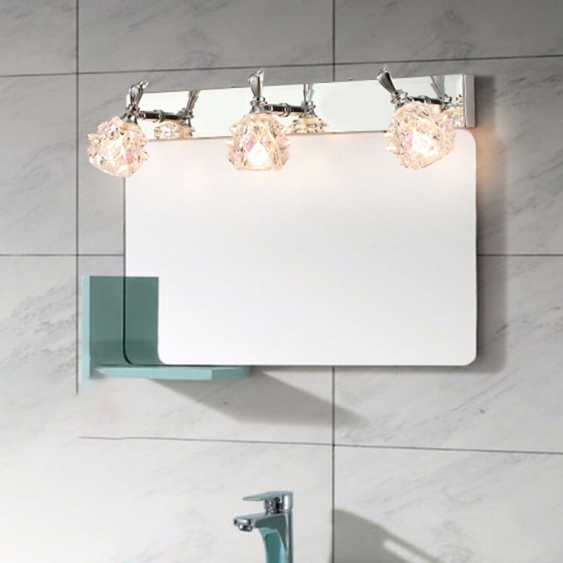 1 / 2 / 3 / 4 - Light Chrome Bath Lighting Glass Shade Adjustable Bath Sconce
