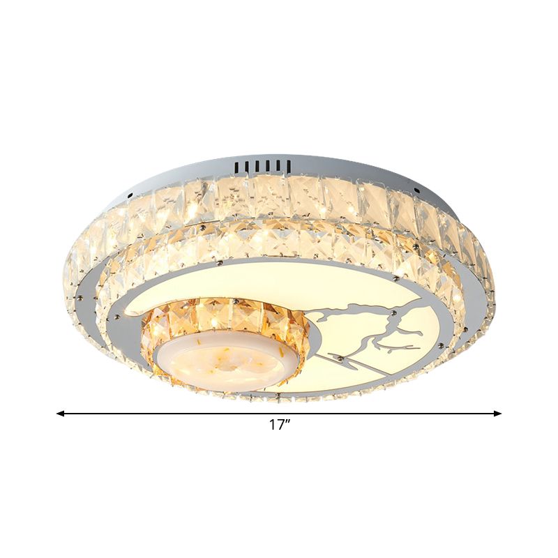 Chrome LED -cirkel plafondlicht minimalisme kristalblok spoelmountlamp met lotusontwerp
