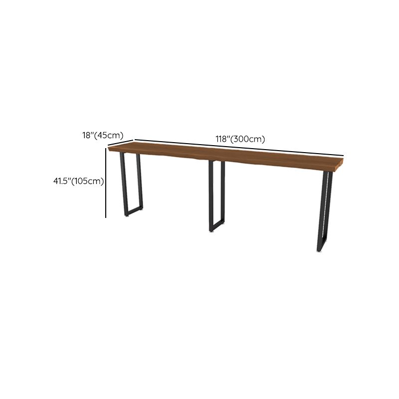 Rectangular Bar Height Table Black Legs and Metal Base Bistro Bar Table for Dining Room