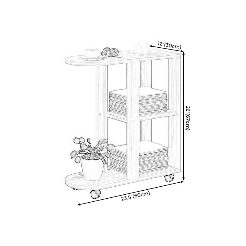 Wooden Craft Wood-based Panel with Wheel Base in Black/wood Color Side Table