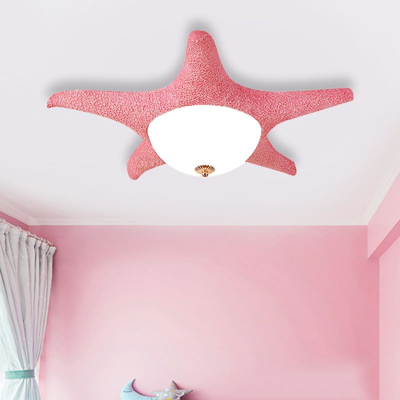 Starfish Kid Bedroom Flush Mount Light Resin Nordic Stylish Ceiling Fixture