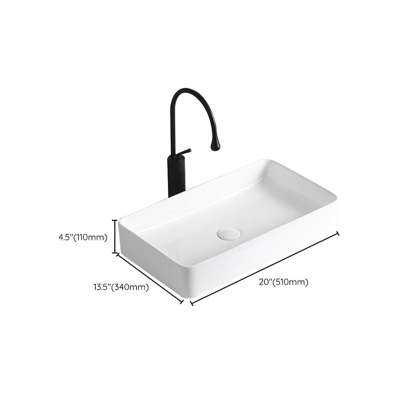 Modern Vessel Lavatory Sink Porcelain Rectangular Vessel Sink(Not Including Faucet)
