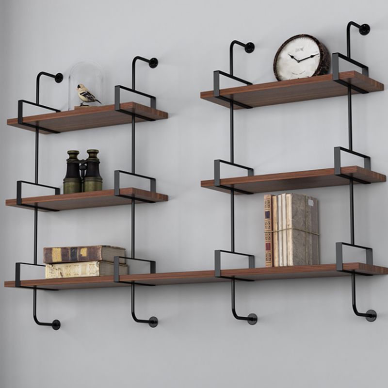 Floating Engineered Wood Bookshelf Industrial Closed Back Bookcase