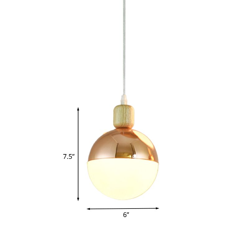 Sphère moderne suspendue luminaire opale verrure 1 plafond de tête de tête pendante de plafond en or