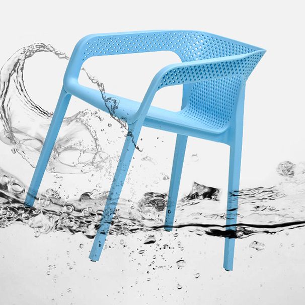 Contemporary Style Multicolor Dining Arm Chair Plastic Stacking Arm Chair