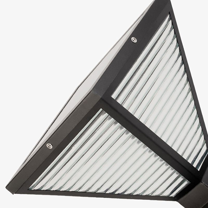 Geometric Shape Metal Outdoor Light Modern Style 1 Light Solar Pillar Lights in Black