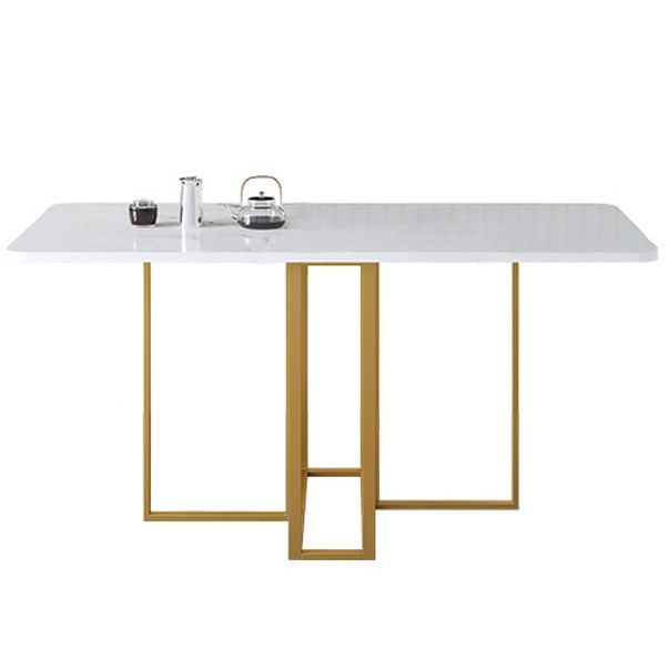 Mesa de comedor rectangular plegable de 59 '' en mesa moderna y moderna blanca con base de caballete