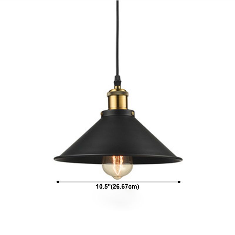 Tapered Cape Shade 1-Light Industrial Metal Pendant Light Hanging Ceiling Light in Black