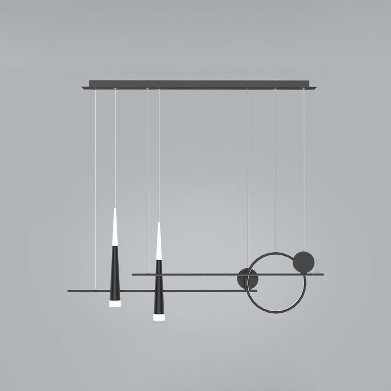 5 Light Linear Island Lighting Contemporary Metal Island Pendant Lights