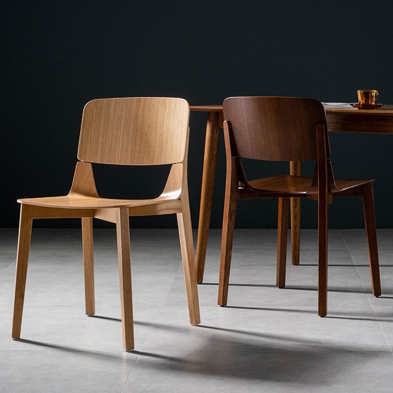 Silla de comedor de madera moderna con respaldo abierto, sillas laterales sin brazos para el hogar