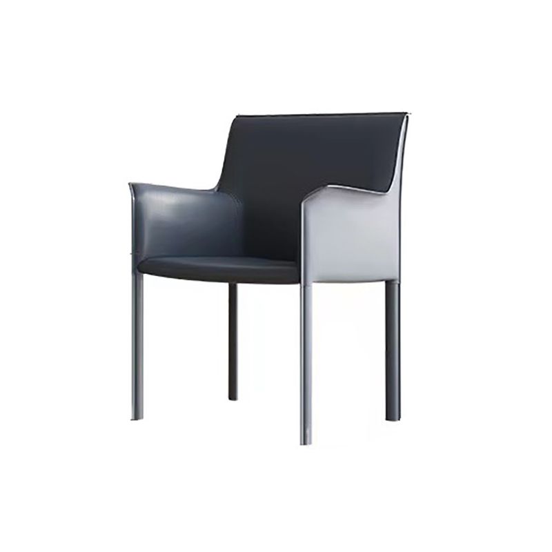 Modern Style Arm Chair Leather Solid Back Dining Chair for Home Use