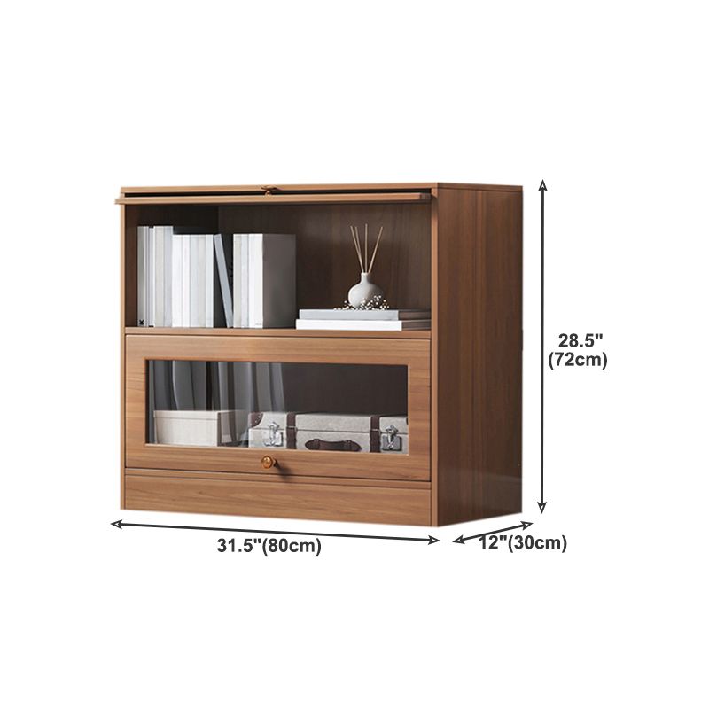 Contemporary Barrister Brown Bookshelf Engineered Wood Closed Back Shelf with Door