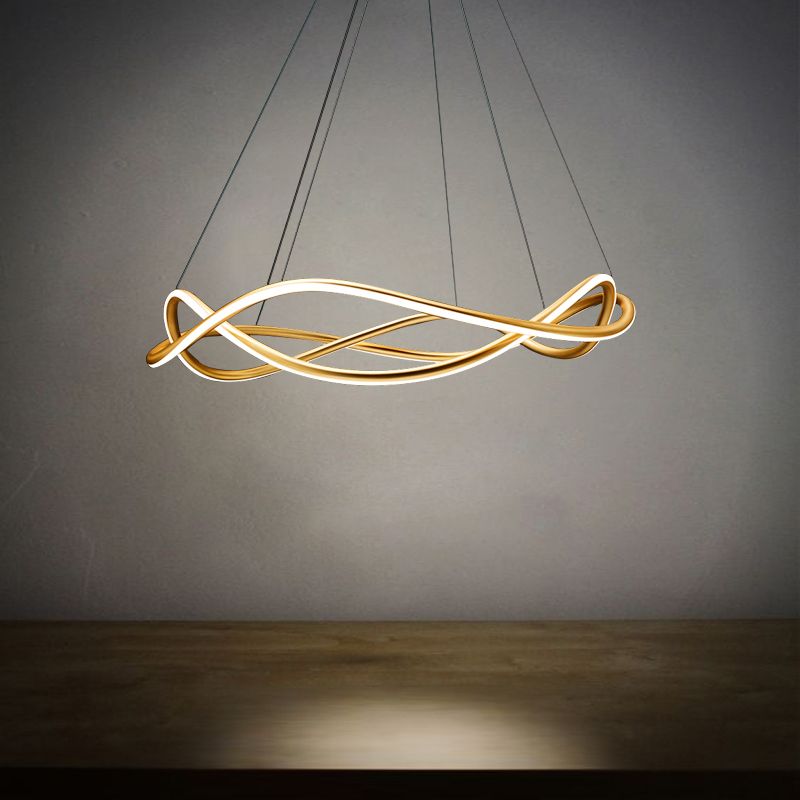 Waving Chandelier Pendant Lights Modern Metal Chandeliers in Gold Finish