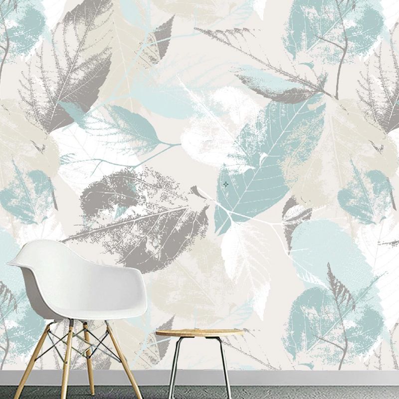 Water-Resistant Leaf Texture Mural Wallpaper Custom Size Minimalist Wall Covering for Guest Room