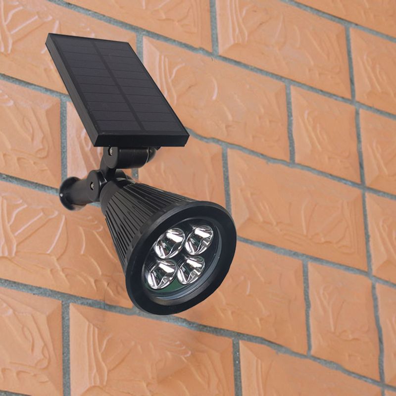 10 Pcs Conical Shape Courtyard LED Stake Spotlight Plastic Modern Solar Lawn Lighting in Black