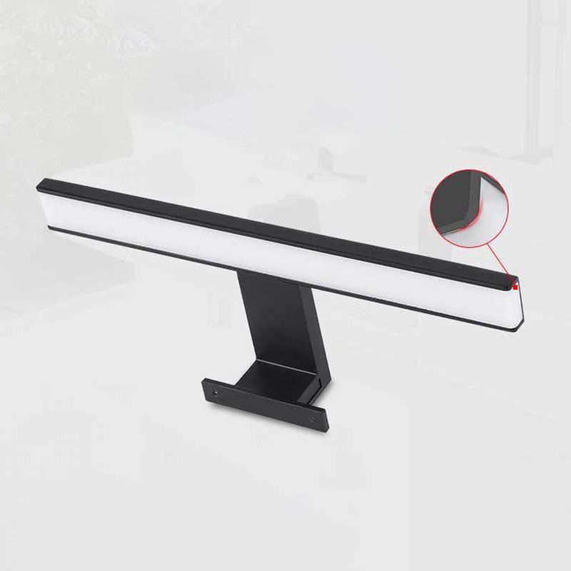1-Light Metal Linear Shade Wall Sconce Modern Style Mirror Wall Lighting in Black