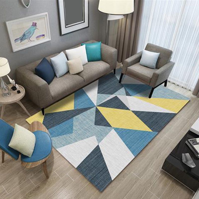 Modern Indoor Carpet Patchwork Geometric Print Area Rug Polyester Carpet for Living Room