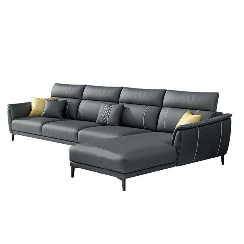 Contemporary Modular Sectional with Pillowed Back Cushions for Four People