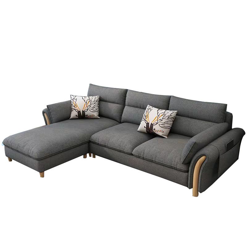 35.43" Tall Modern Linen Sectional Flared Arm Sectional for Living Room