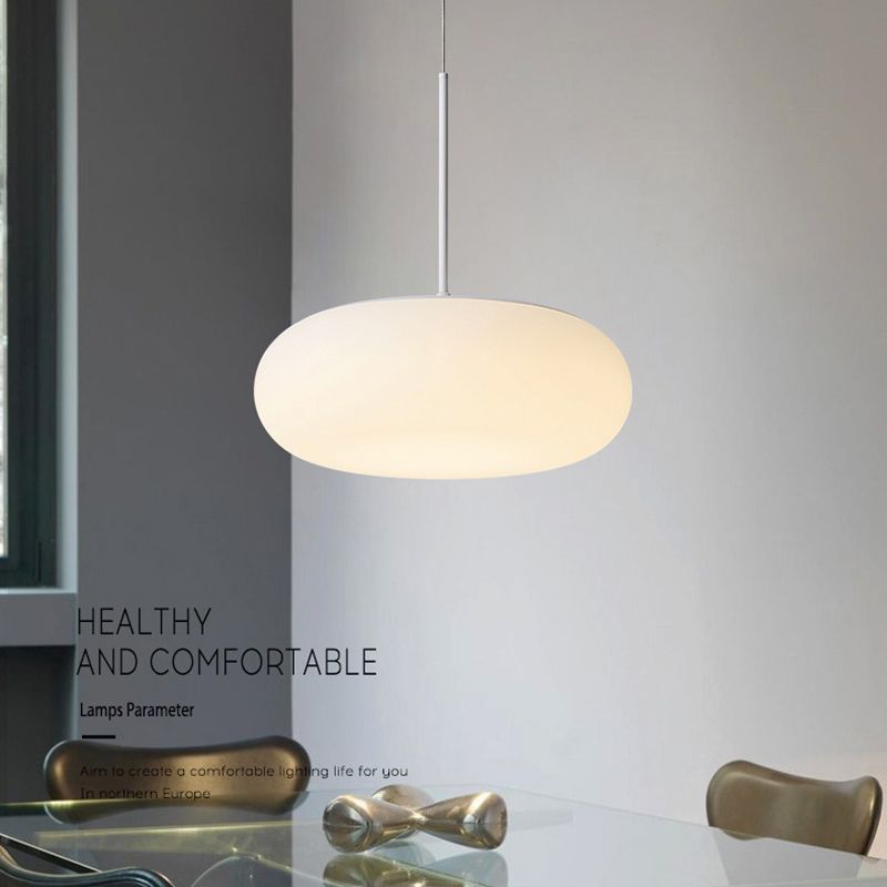 Bianca 1 Lampada a ciondolo a battente leggera Modern Minimalist Plastic Hanging Lampada per tavolo da pranzo