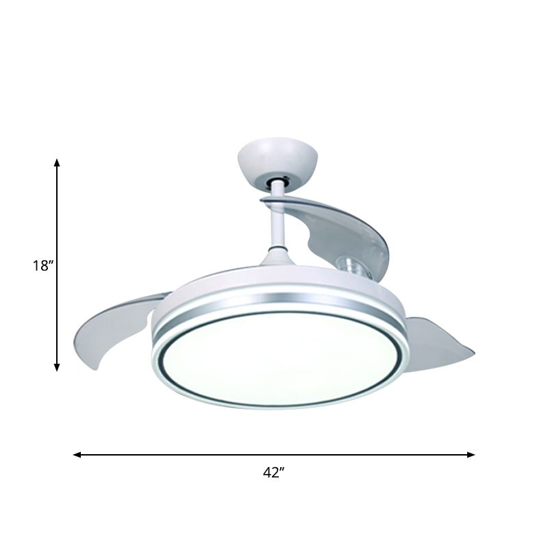 Luz de ventilador de colgantes circulares Minimalismo Acrílico Blanco de 3 cuchillas LED LED ILUMINACIÓN, 42 "ancho