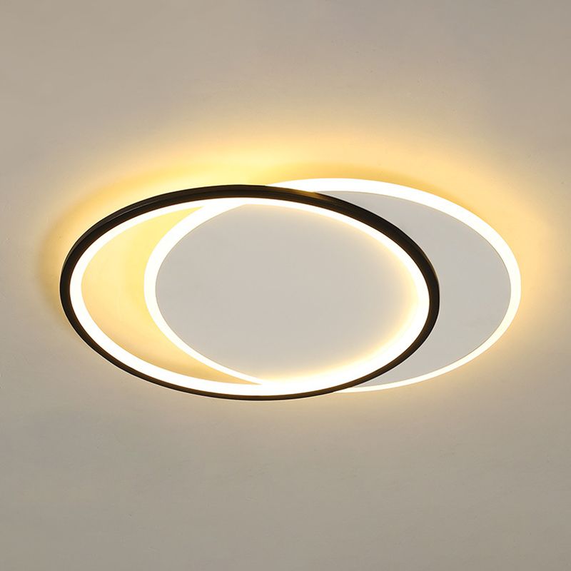 Geometrical Acrylic Flush Mount Ceiling Light Simplicity LED Black-White Flush Mount Light