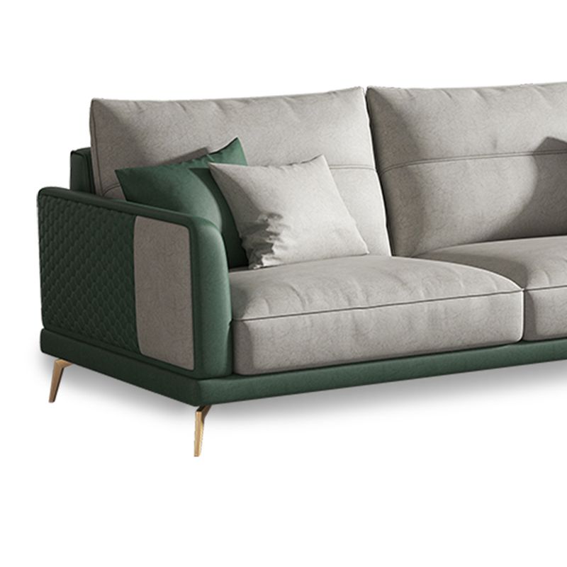 68" Wide Glam Sectional Sofa Leather L-Shape Cushion Back Sectionals