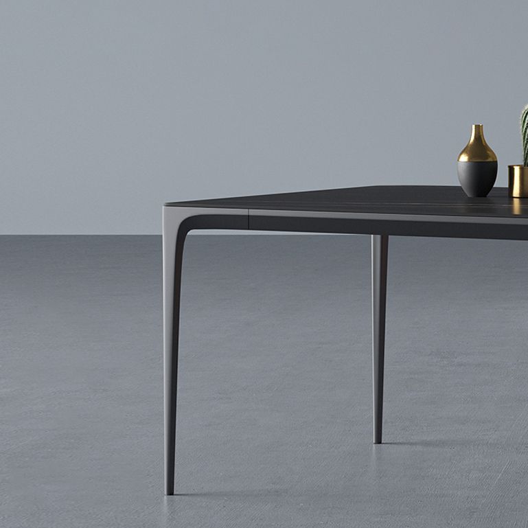 Sintered Stone Black Dining Table Modern Style 4 Legs Table for Dining Room