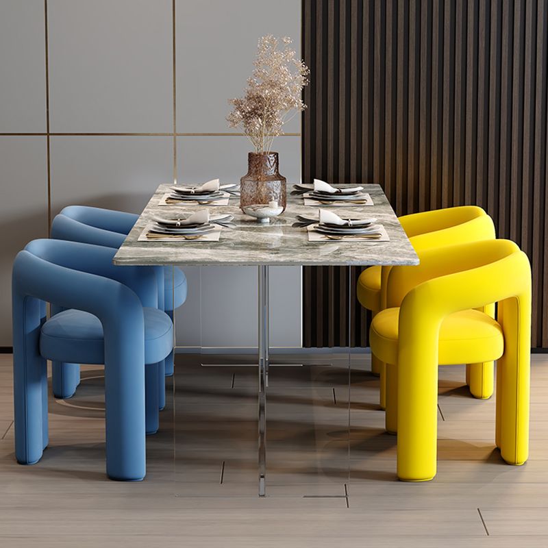 Modern Style Upholstered Dining Armchair Open Back Dining Arm Chair