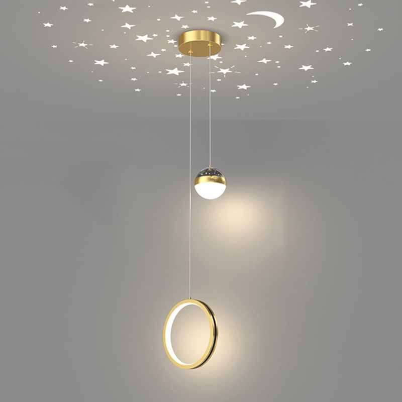 Metal Geometric Pendant Light Modern 2 Lights LED Hanging Pendant for Living Room