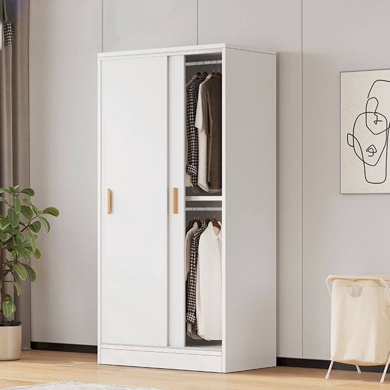 Modern Storage Cabinet Wooden 2-Door Wardrobe Armoire with Shelves and Clothes Rail