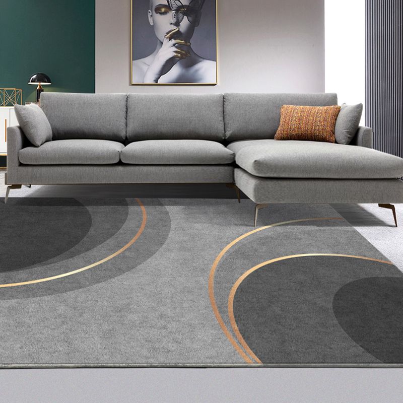 Black Modern Rug Blended Striped Rug Non-Slip Backing Rug for Home Decor