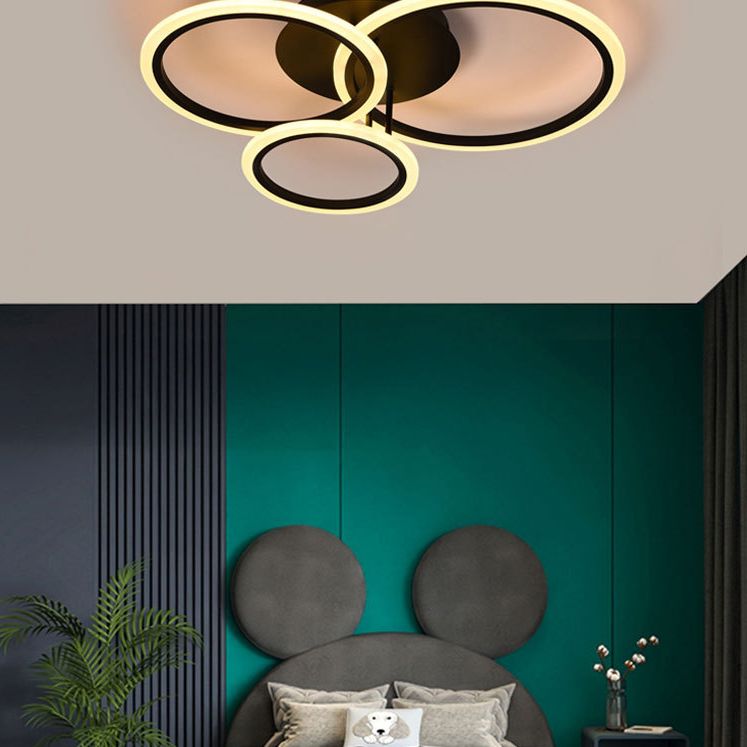 Schwarz Rund Acryl Schatten Halbbündige Halterung in Modern Concise Style Indoor LED Deckenleuchte